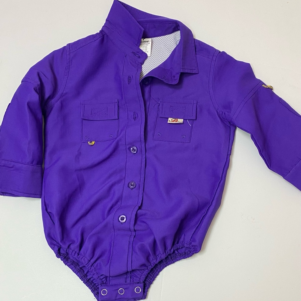 Bull Red Outdoor Fishing Infant One Piece Vented Body Suit Unisex Purple 24M